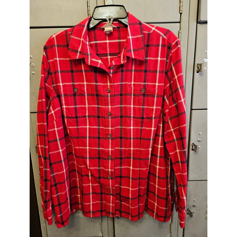 Duluth Ladies Cotton Flannel Plaid Long Sleeve Button Front Shirt Size XXL
